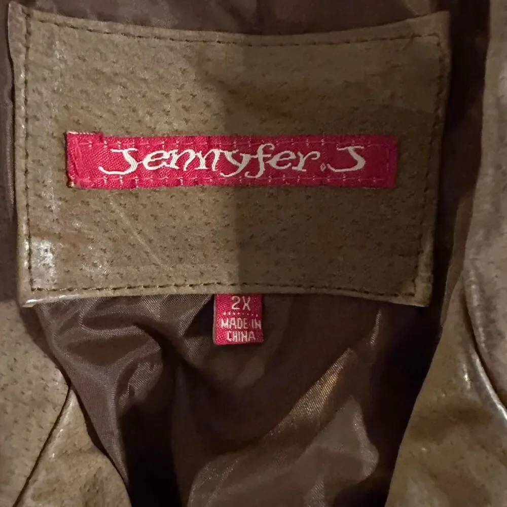 Jennyfer J 90s Vintage Light Brown 100% Leather Coat